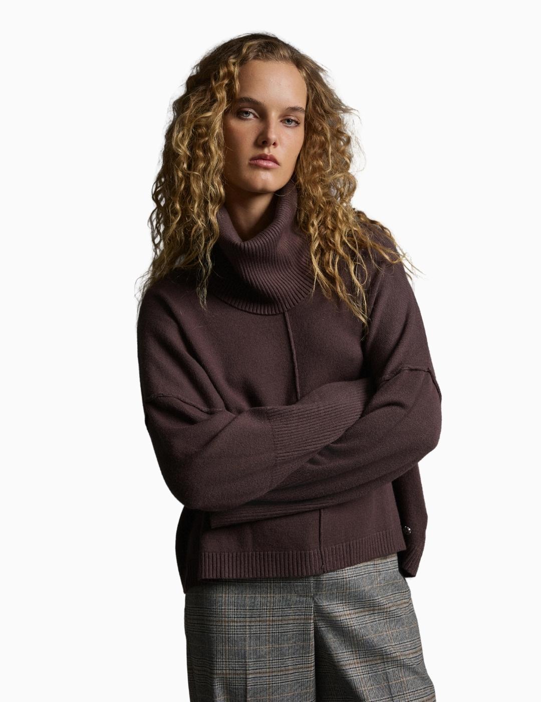 JERSEY BSB DE PUNTO CUELLO DESMONTABLE MARRÓN