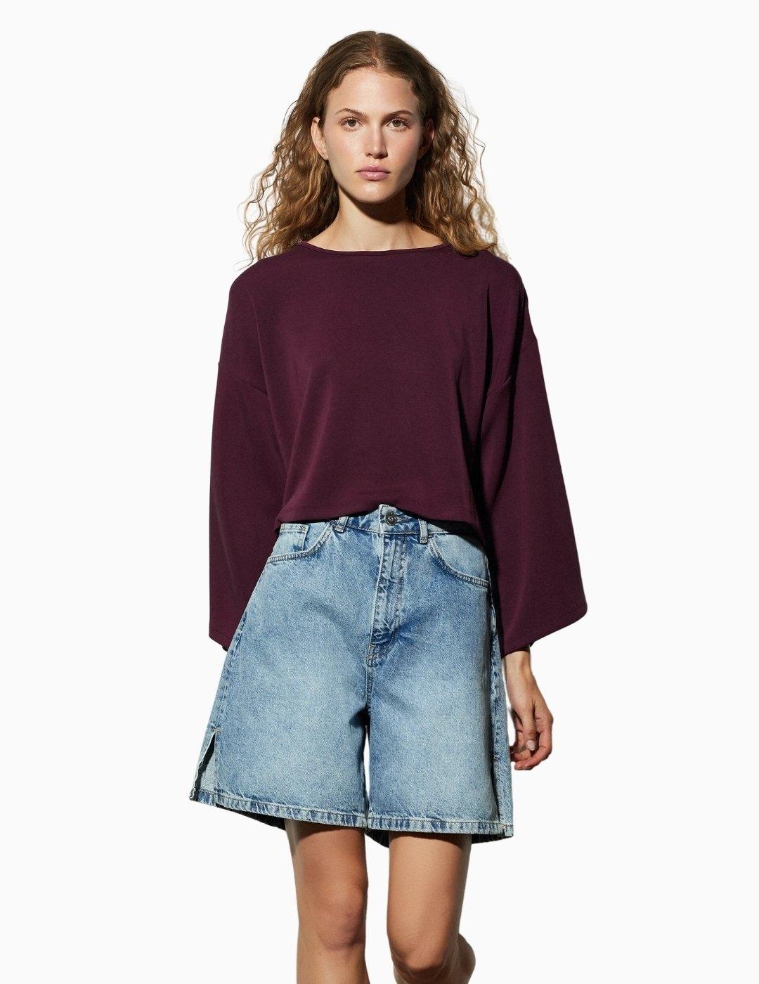 SUDADERA BSB MANGA ANCHA GRANATE