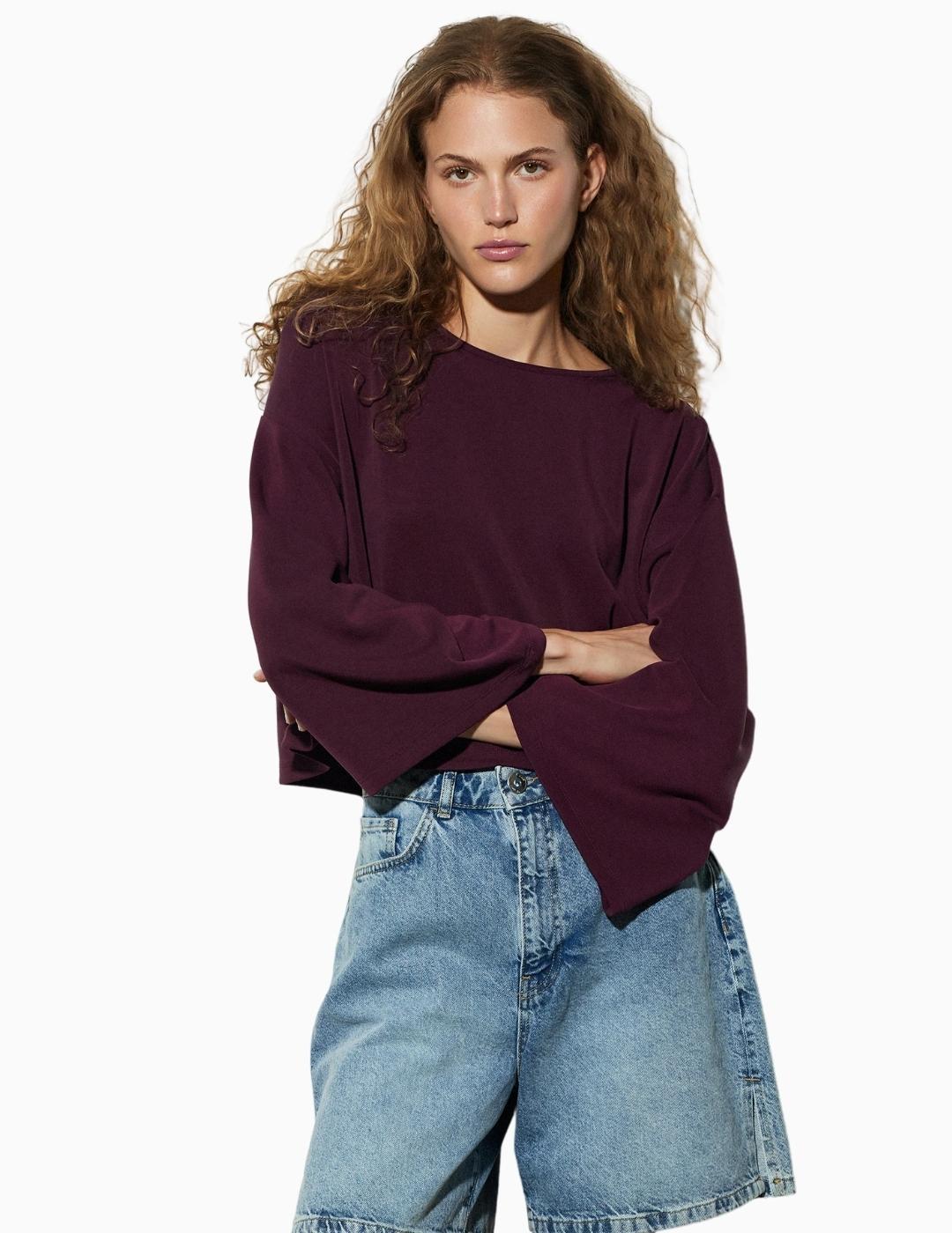 SUDADERA BSB MANGA ANCHA GRANATE