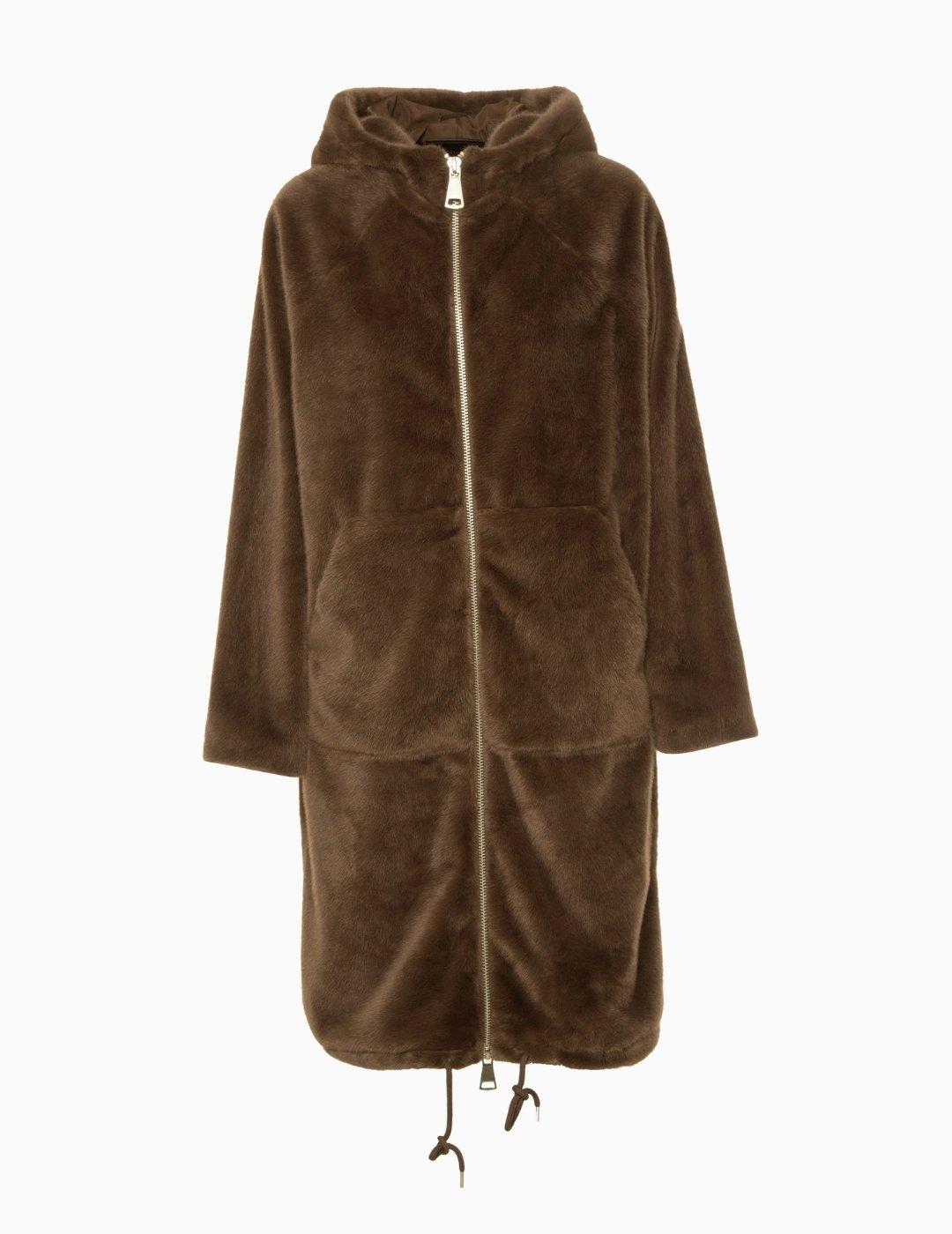 ABRIGO BSB DE PELO CON CAPUCHA MARRÓN