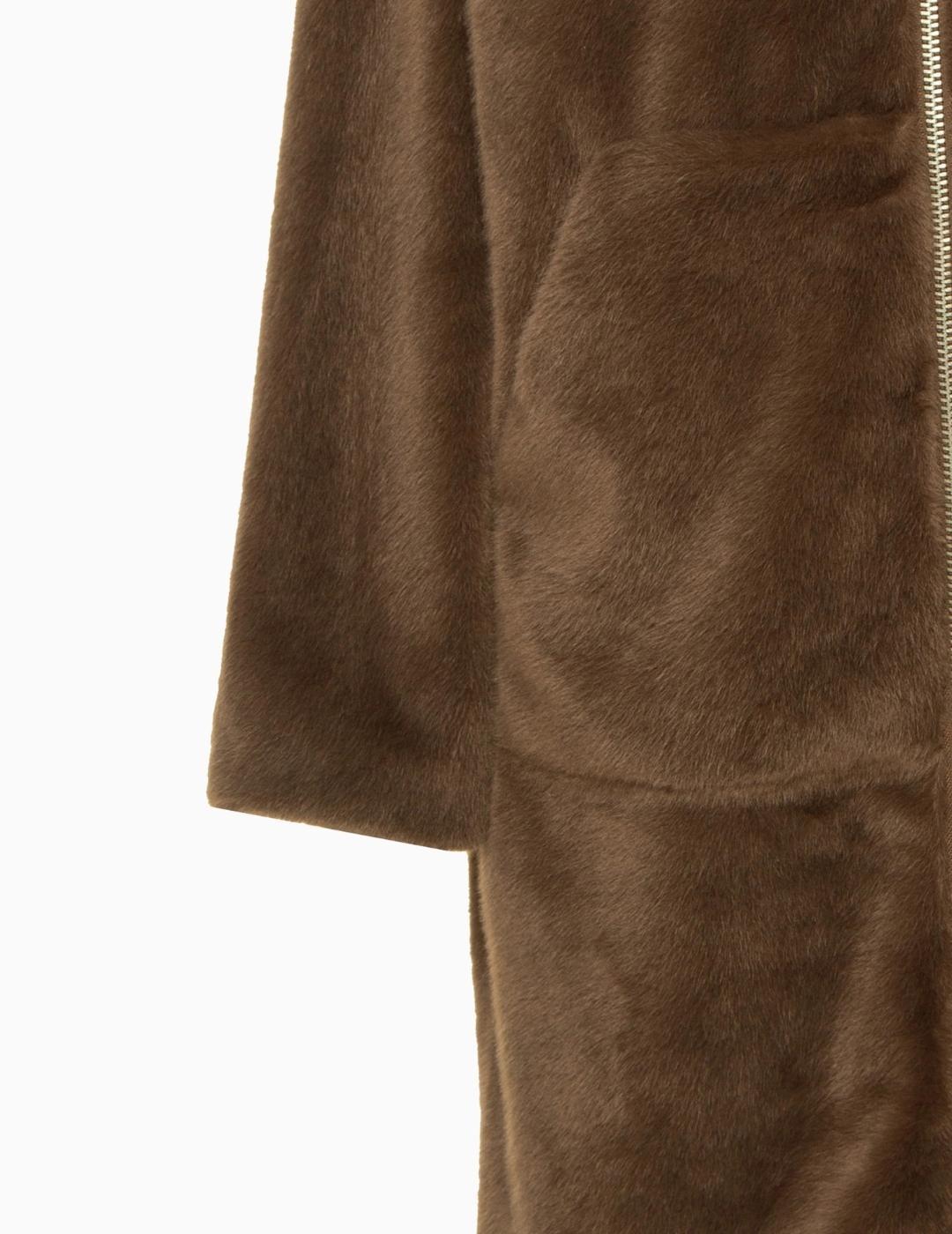 ABRIGO BSB DE PELO CON CAPUCHA MARRÓN