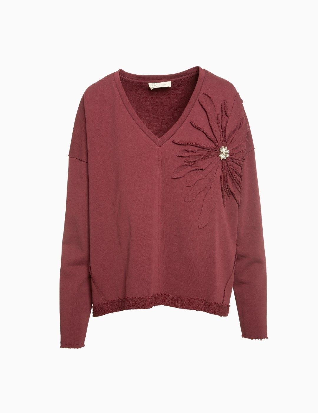 SUDADERA BSB CON FLOR EN  RELIEVE GRANATE