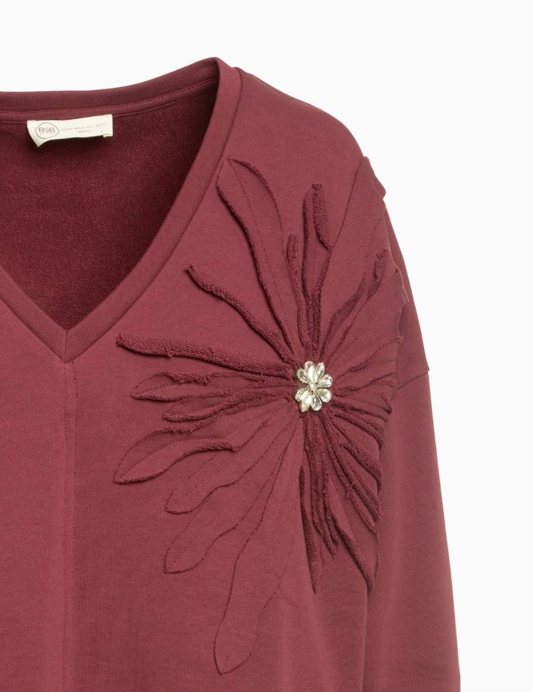 SUDADERA BSB CON FLOR EN  RELIEVE GRANATE