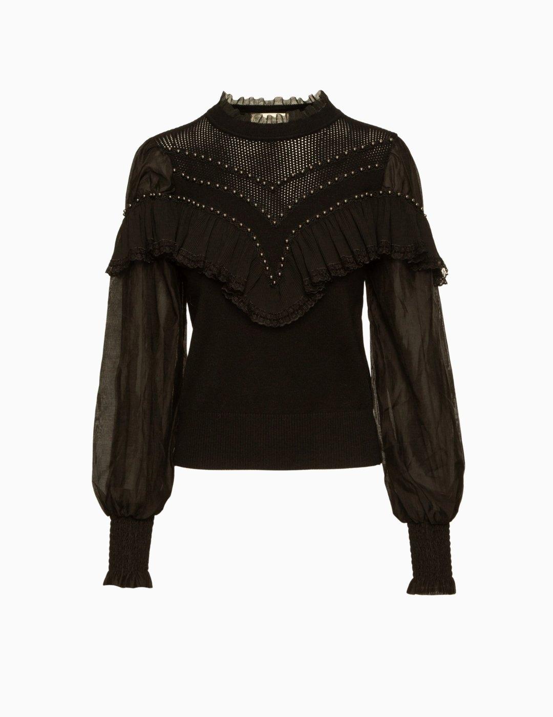 JERSEY BSB CON MANGAS DE TUL Y VOLANTES NEGRO