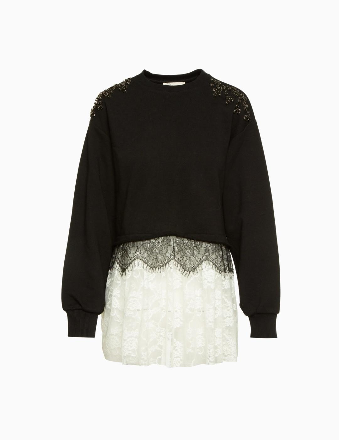 SUDADERA BSB CON TUL Y ENCAJE NEGRO