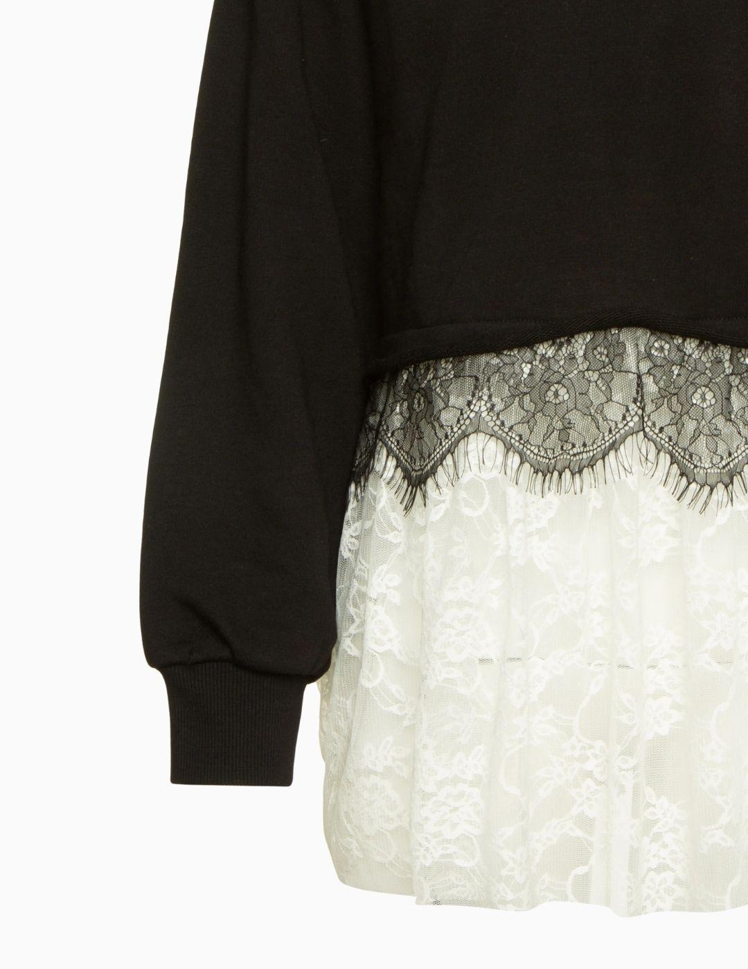 SUDADERA BSB CON TUL Y ENCAJE NEGRO