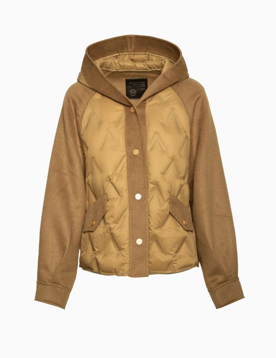 CHAQUETA BSB ACOLCHADO ROMBOS CON CAPUCHA CAQUI