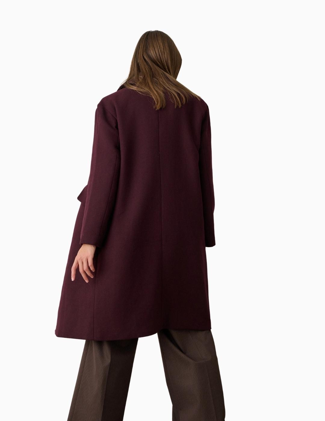 ABRIGO BSB LARGO DE PAÑO CON BOLSILLOS GRANATE