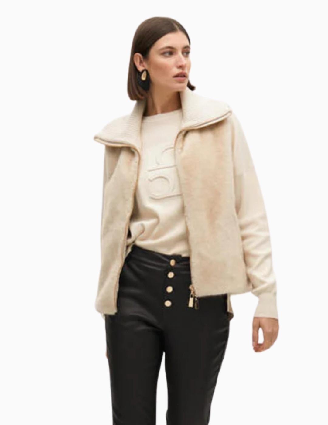 CHALECO LOLA CSDM PELO CORTO CREMALLERA CRUDO