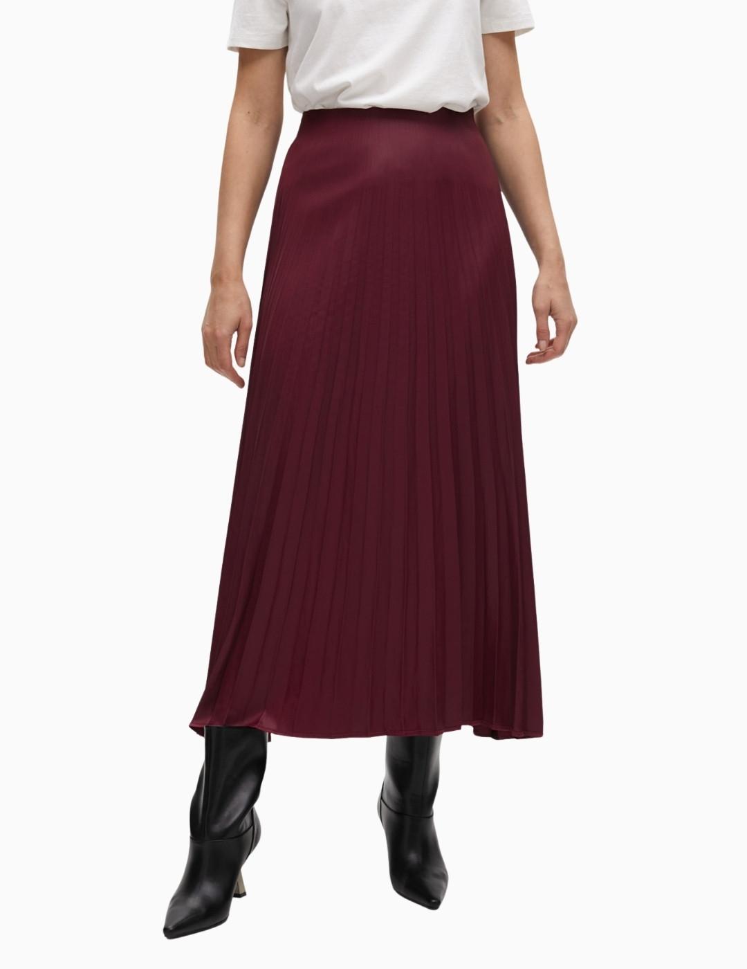 FALDA LOLA CSDM PLISADA EFECTO ENCERADA GRANATE