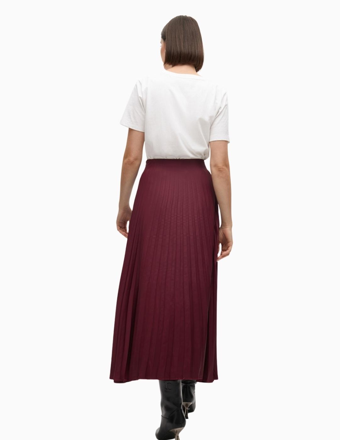 FALDA LOLA CSDM PLISADA EFECTO ENCERADA GRANATE