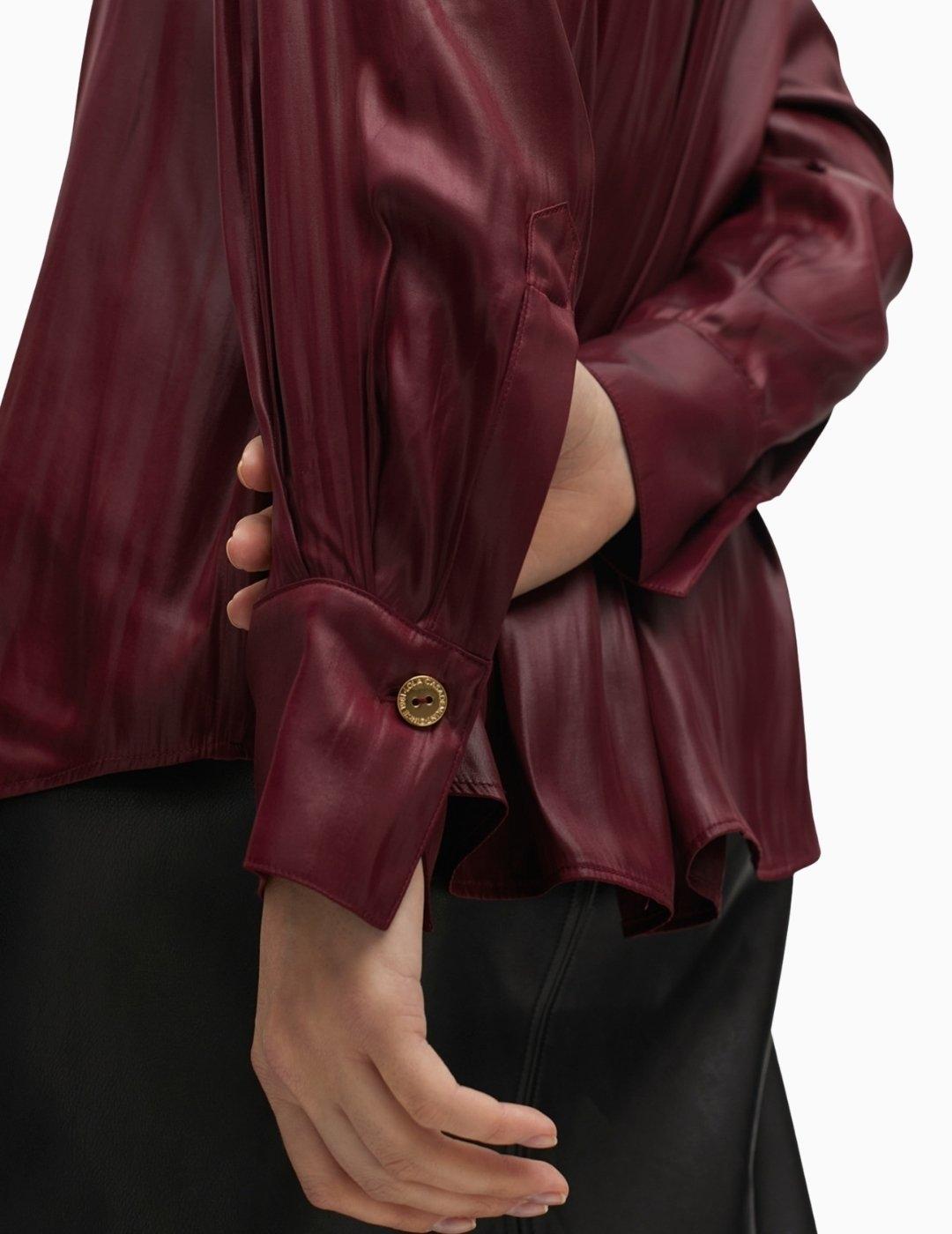 CAMISA  LOLA CSDM OVERSIZE EFECTO ENCERADA GRANATE