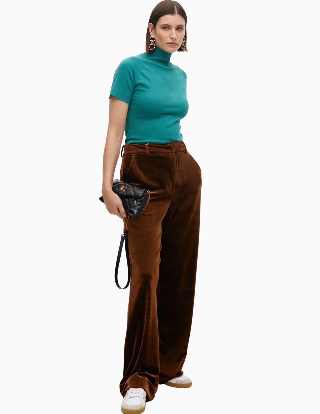 PANTALÓN LOLA CSDM VELVET WIDE LEG MARRÓN