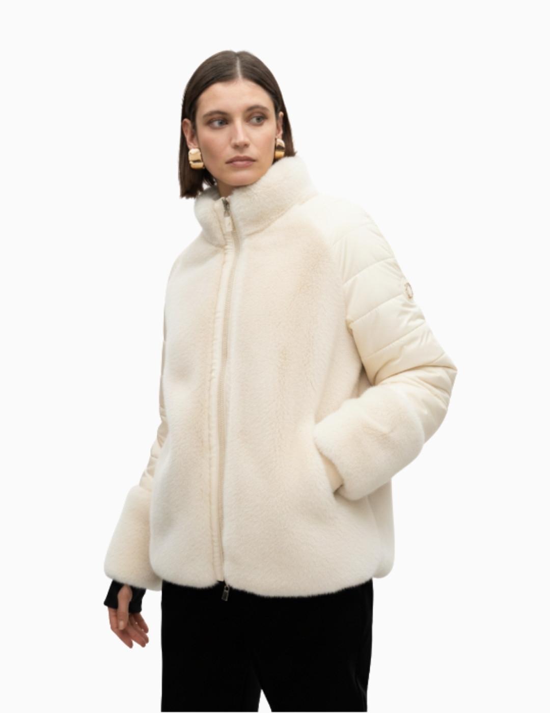 ABRIGO LOLA CSDM COMBINADO PIEL Y PELO  CRUDO