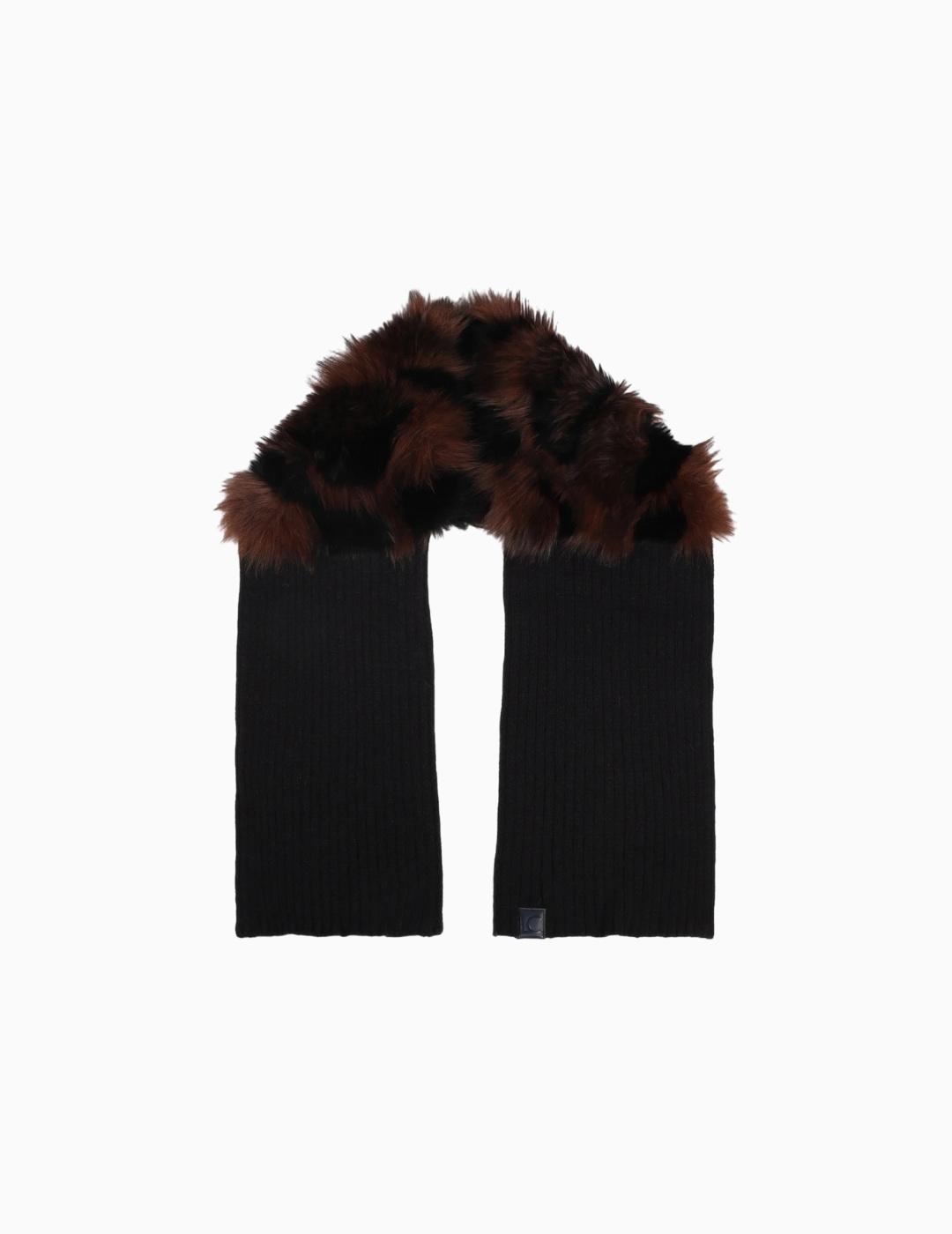 BUFANDA LOLA CSDM COMBINADA PUNTO Y PELO NEGRA