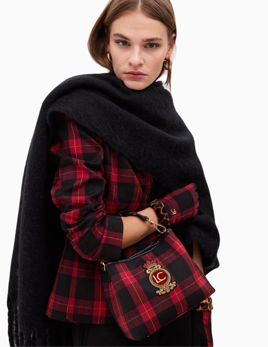 BOLSO LOLA CSDM TEJIDO CUADROS PARCHE ESCUDO