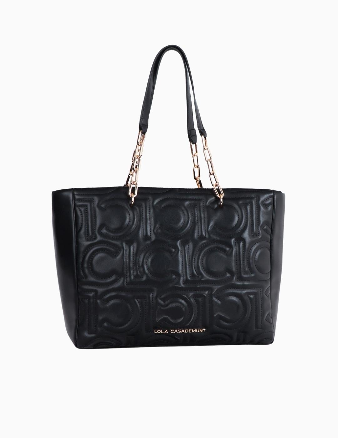 BOLSO LOLA CSDM SHOPPER ACOLCHADO LOGOTIPADO NEGRO