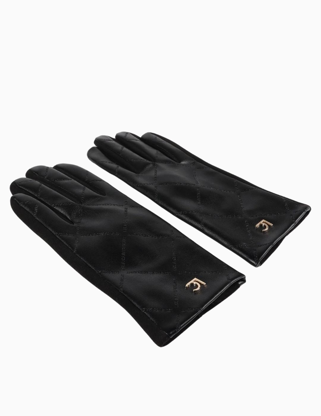 GUANTES LOLA CSDM LOGO CRUZADO PIEL NEGRO