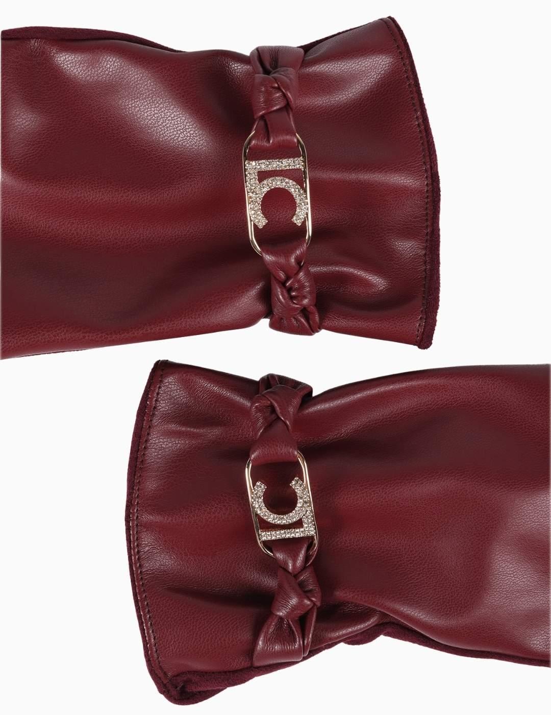 GUANTES LOLA CSDM EFECTO PIEL LOGO BURDEOS