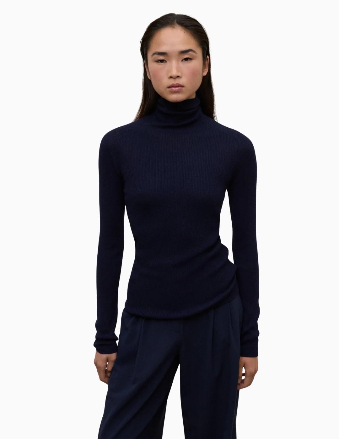 JERSEY ECOALF LILY HIGH COLLAR KNIT NAVY