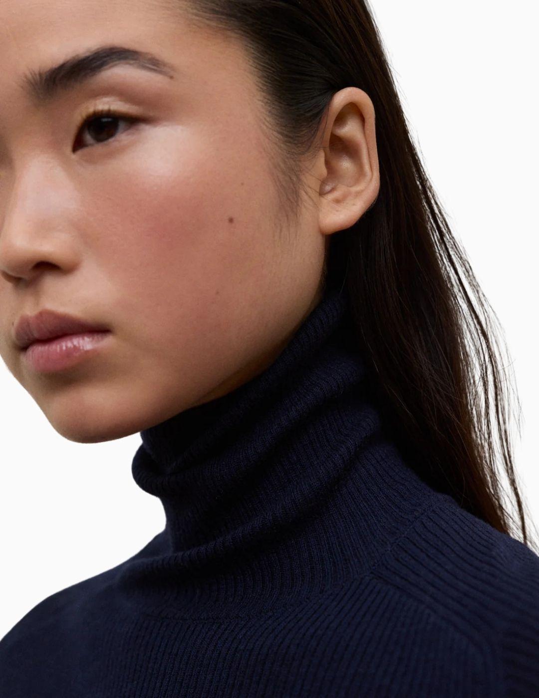 JERSEY ECOALF LILY HIGH COLLAR KNIT NAVY