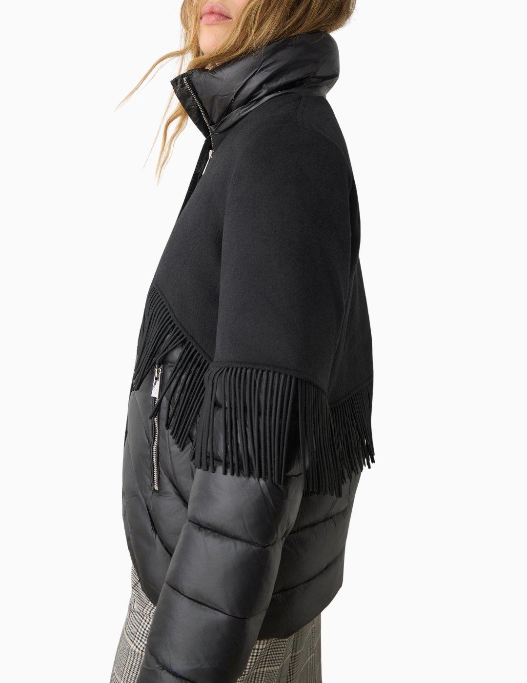 CHAQUETA BSB PUFFER CON FLECOS NEGRA