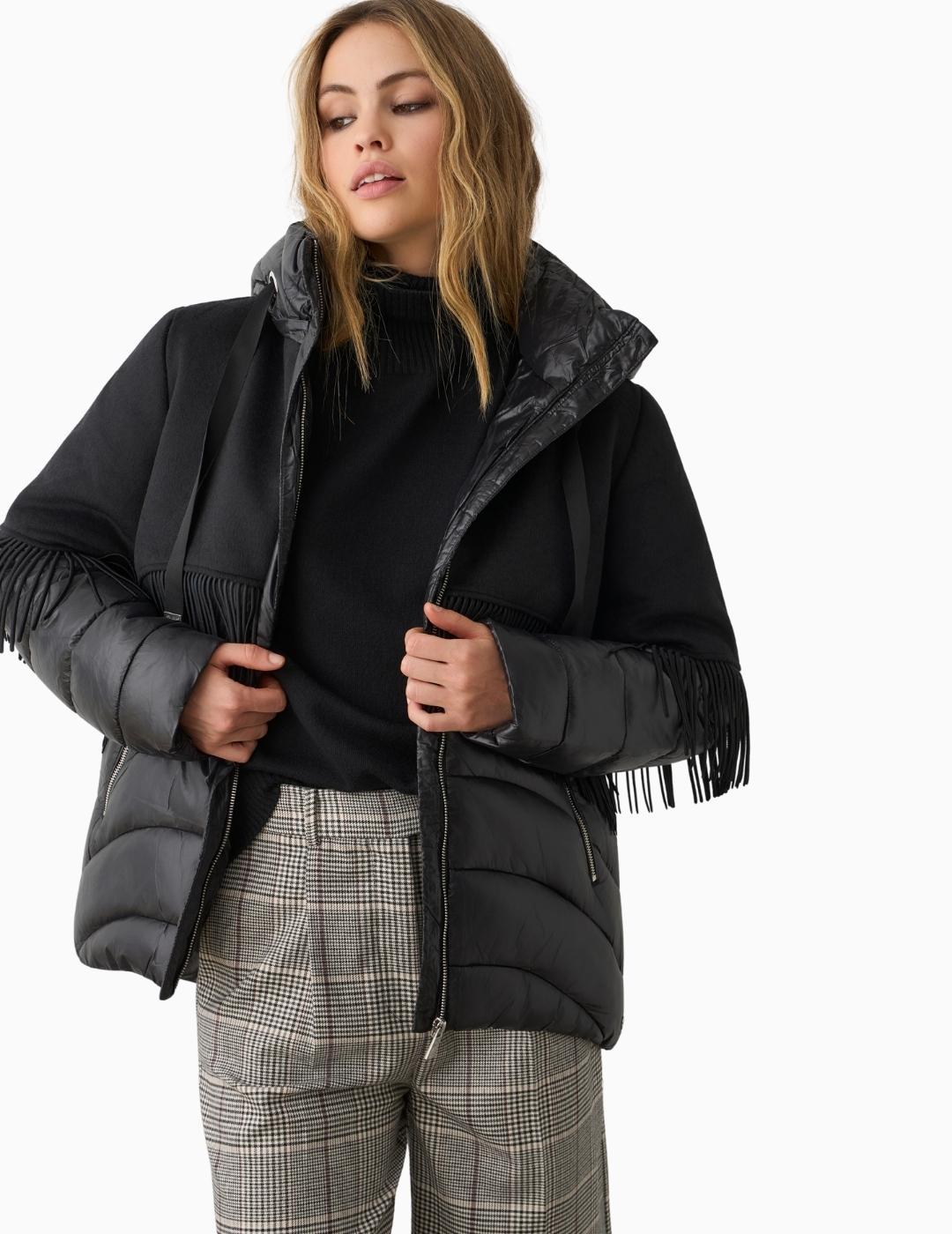 CHAQUETA BSB PUFFER CON FLECOS NEGRA