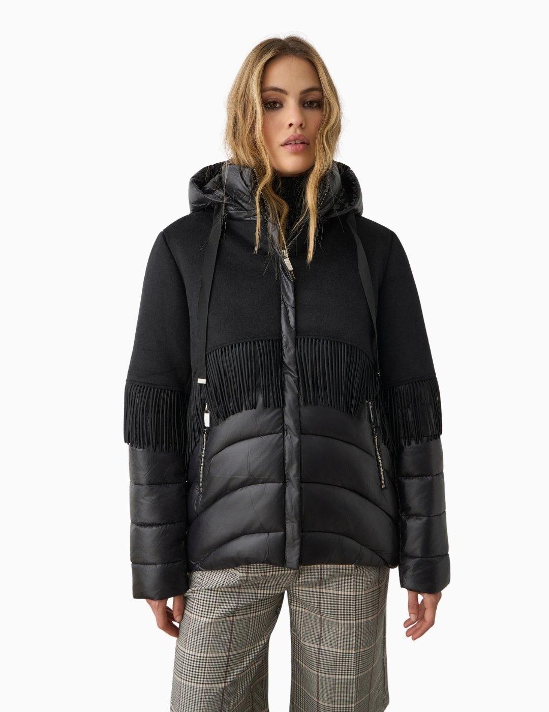 CHAQUETA BSB PUFFER CON FLECOS NEGRA