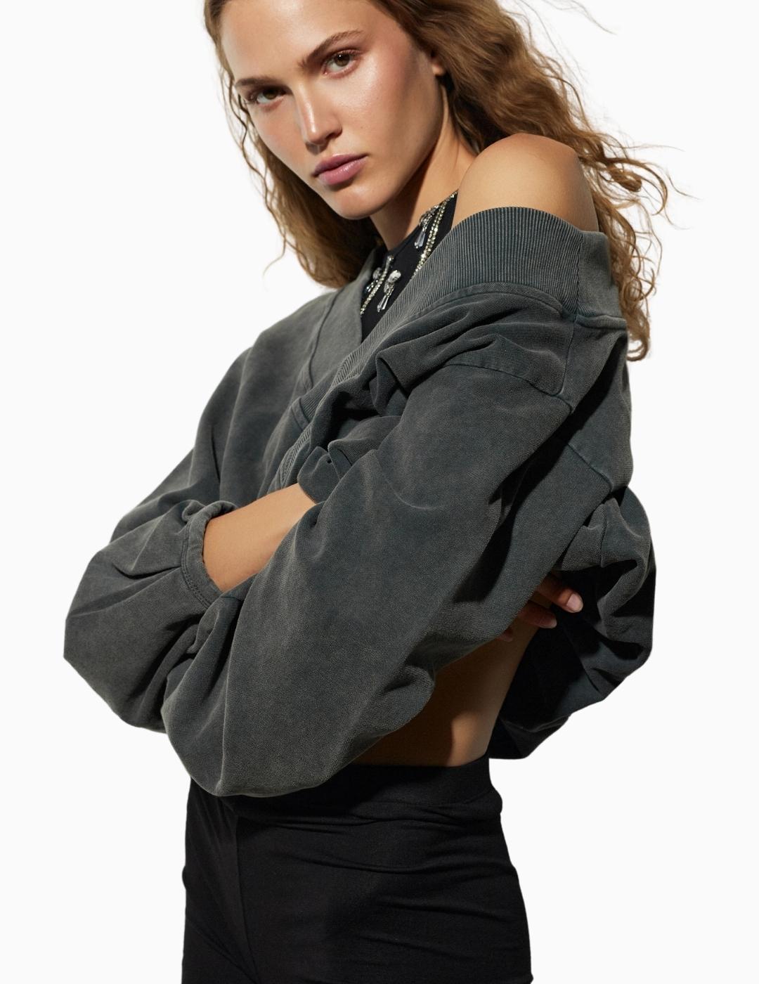 SUDADERA BSB DOBLE CON PEDRERÍA CARBÓN