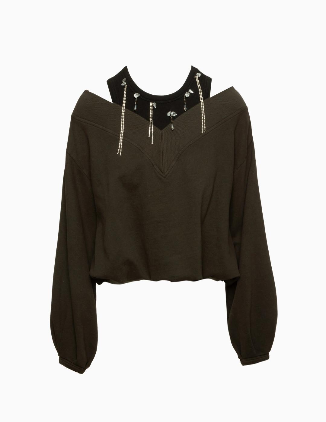 SUDADERA BSB DOBLE CON PEDRERÍA CARBÓN