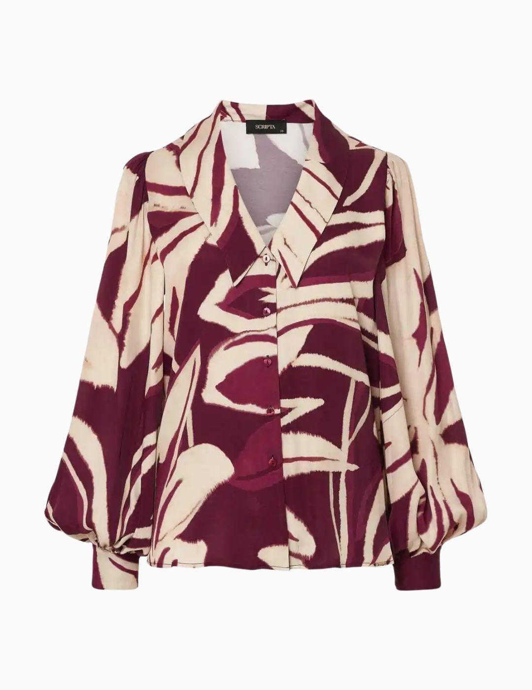 BLUSA SCRIPTA ESTAMPADA CON MANGA ABALONADA