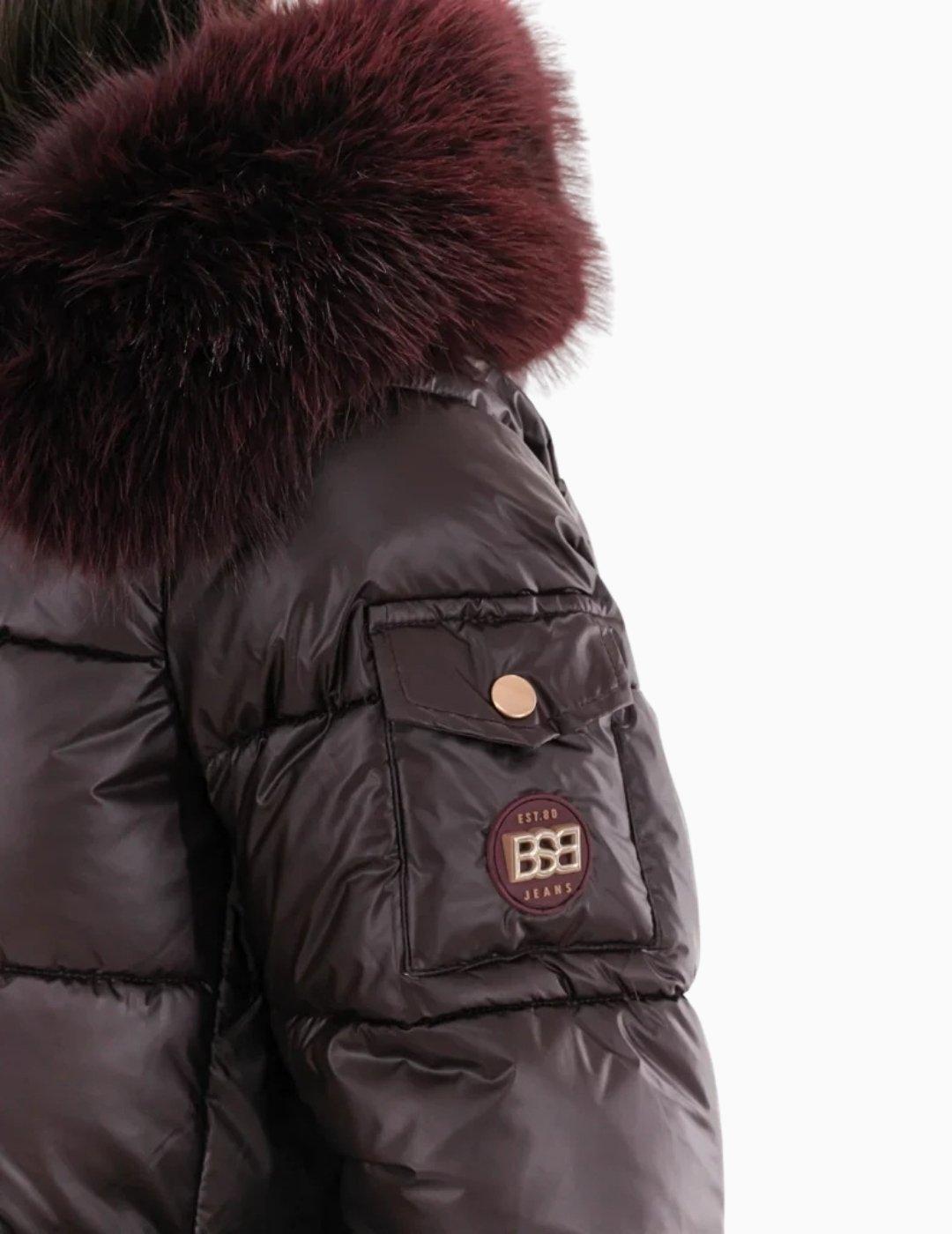 ABRIGO  BSB ACOLCHADO CAPUCHA DE PELO GRANATE