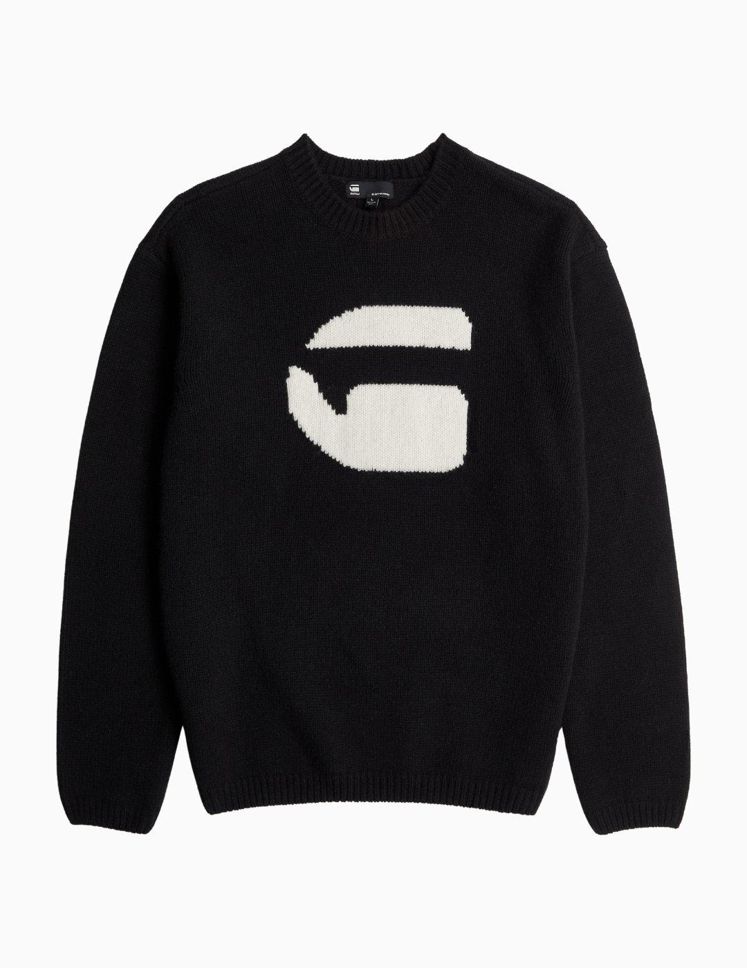 JERSEY G-STAR LOGO RELAXED KNIT NEGRO