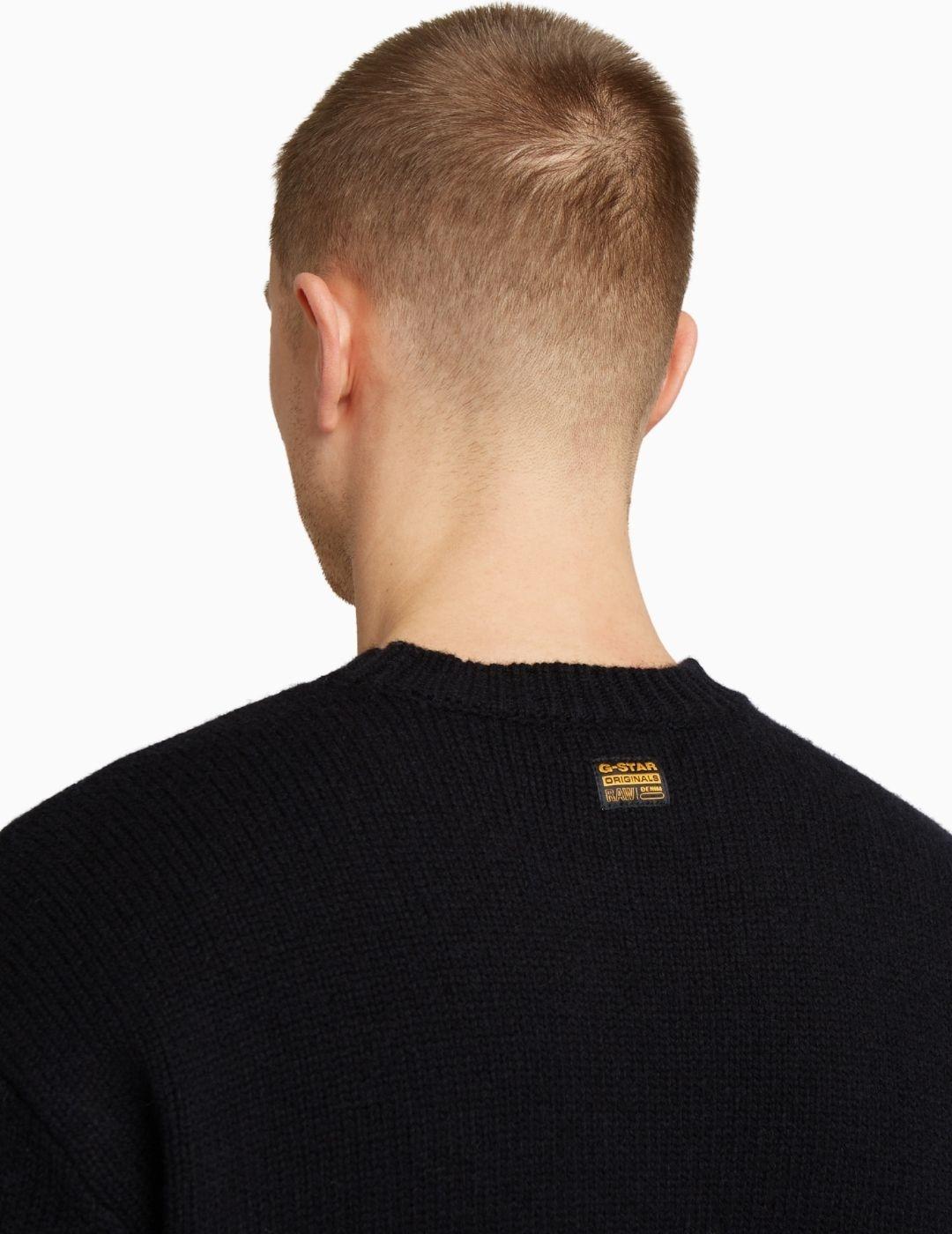 JERSEY G-STAR LOGO RELAXED KNIT NEGRO