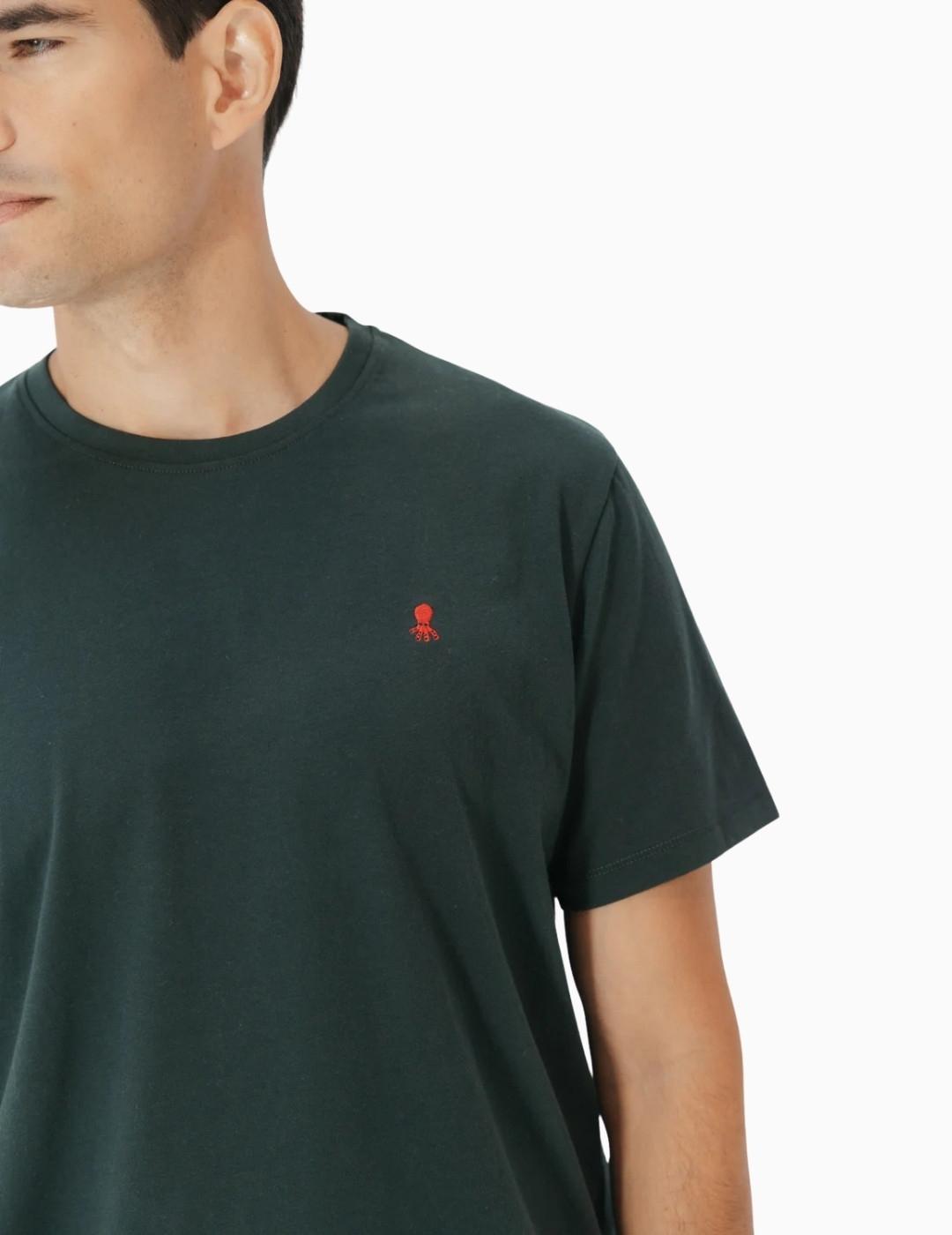 CAMISETA EL PULPO BORDADO LOGO VERDE BOTELLA