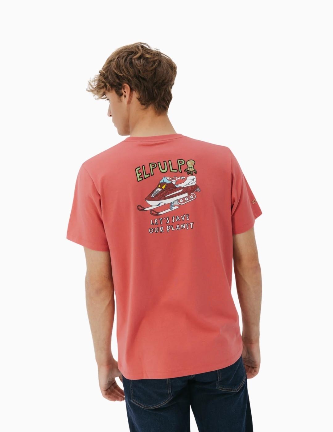 CAMISETA EL PULPO LET`S SAVE OUR PLANET ROJO DELAV