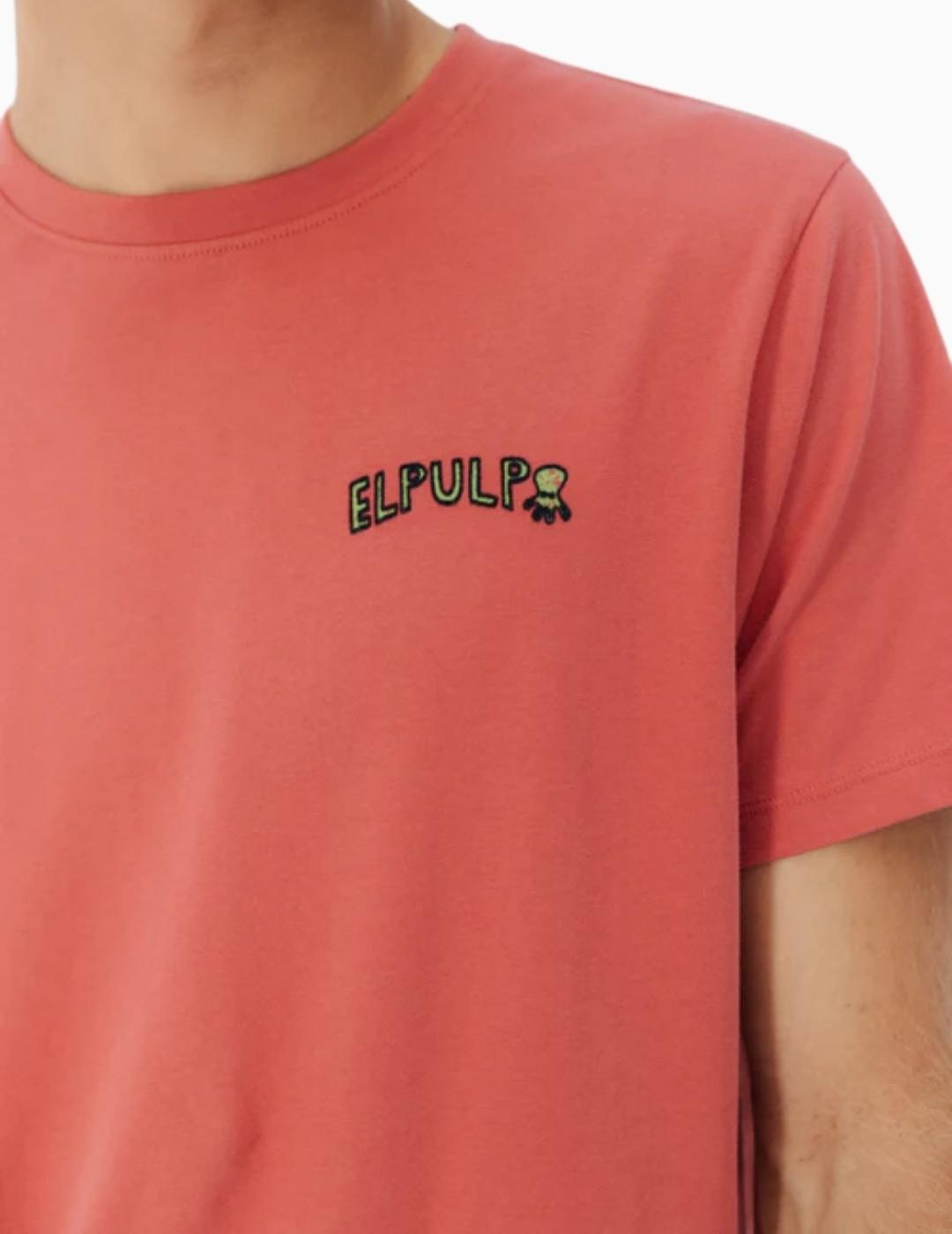 CAMISETA EL PULPO LET`S SAVE OUR PLANET ROJO DELAV