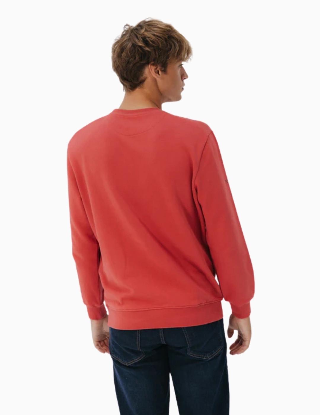 SUDADERA EL PULPO BORDADO CONTRASTE ROJO DELAVÉ