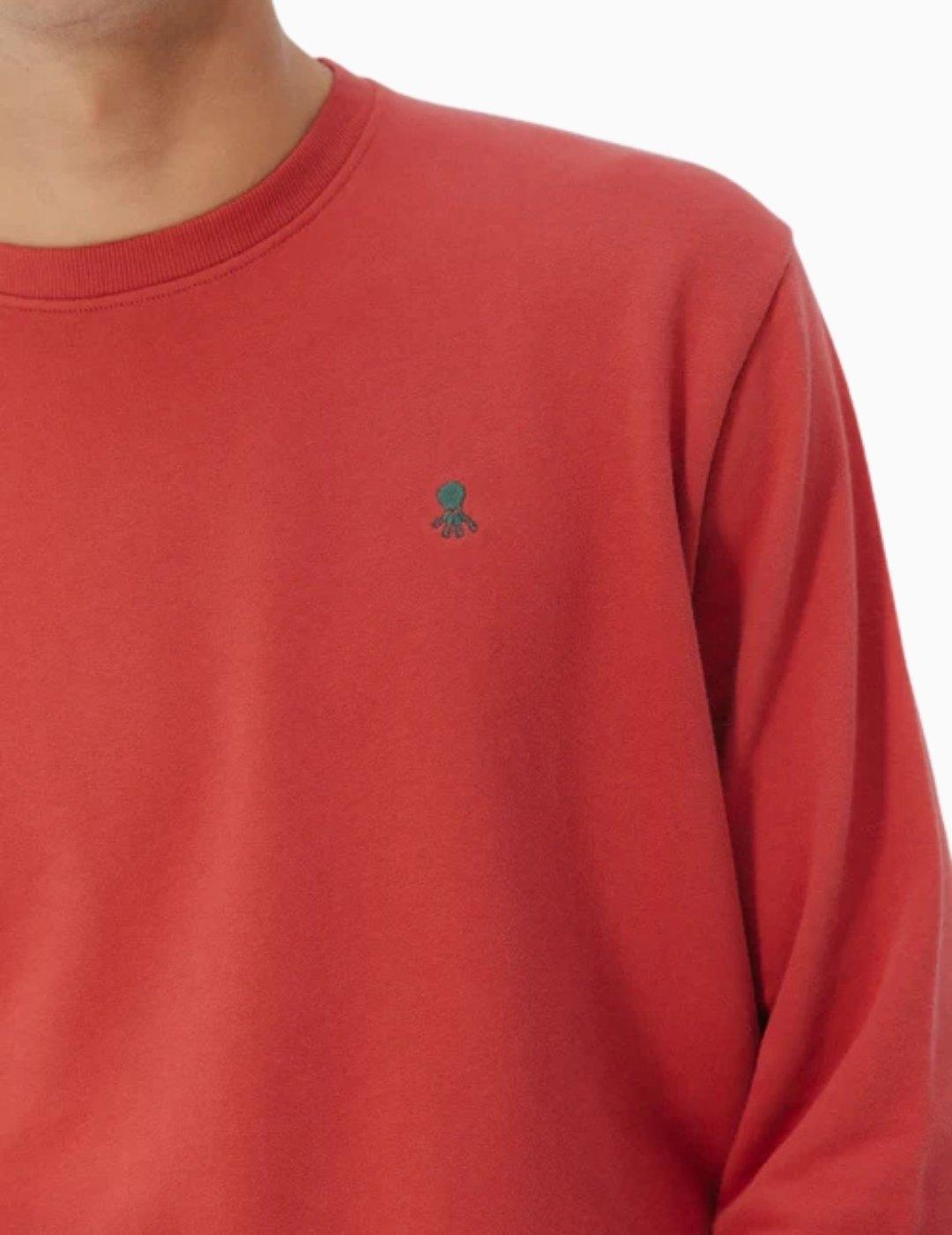SUDADERA EL PULPO BORDADO CONTRASTE ROJO DELAVÉ