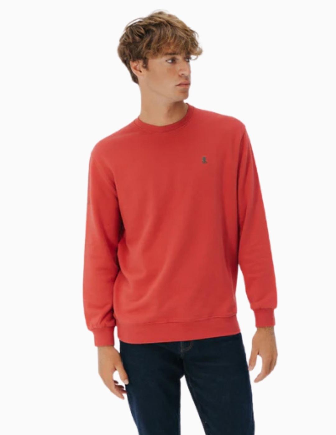 SUDADERA EL PULPO BORDADO CONTRASTE ROJO DELAVÉ