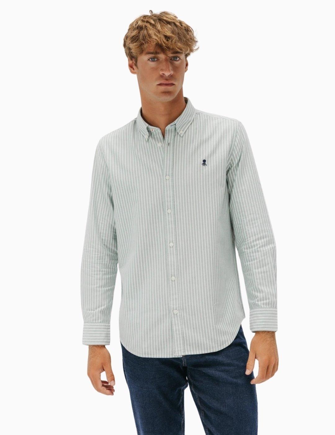 CAMISA EL PULPO OXFORD RAYA ANCHA VERDE