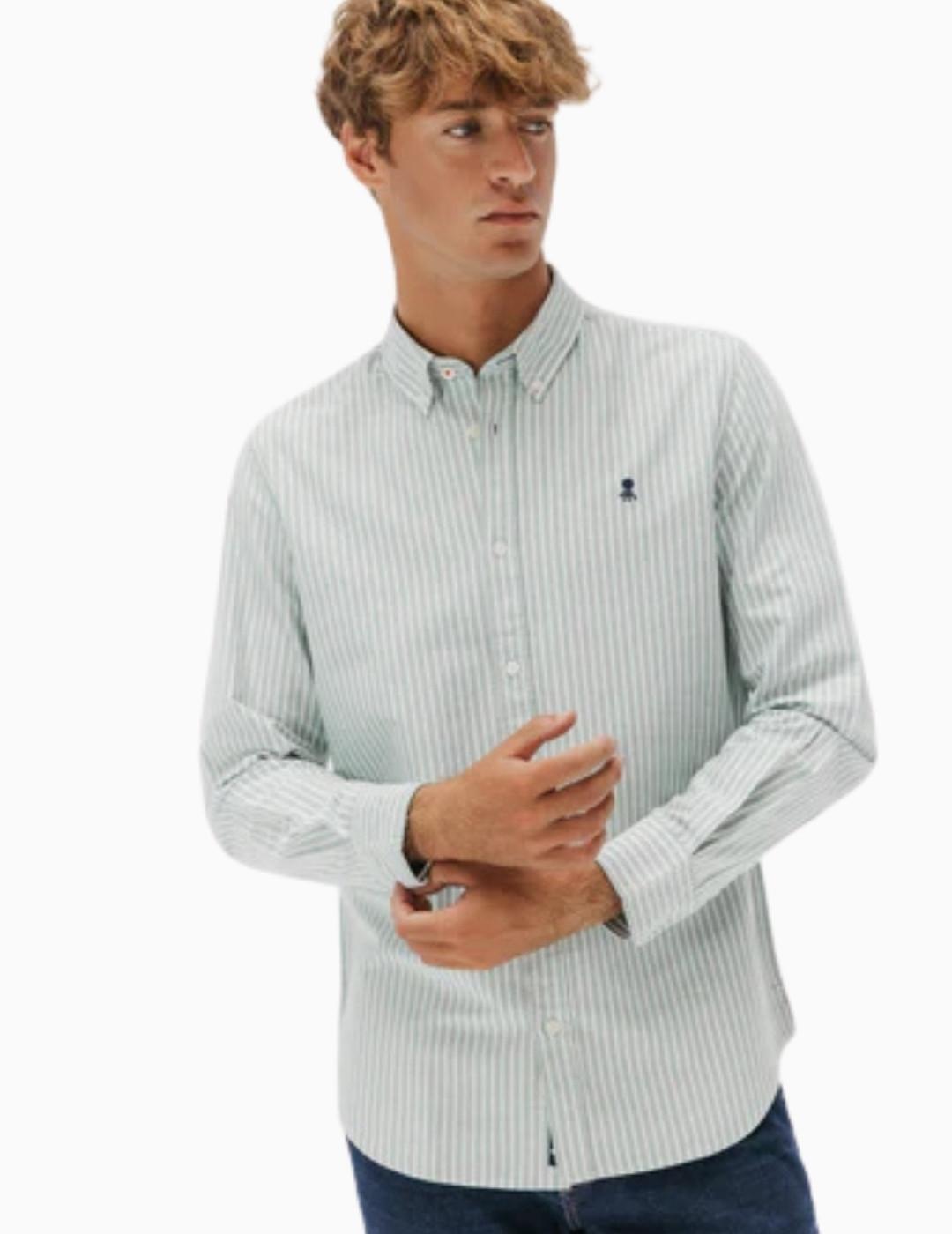 CAMISA EL PULPO OXFORD RAYA ANCHA VERDE