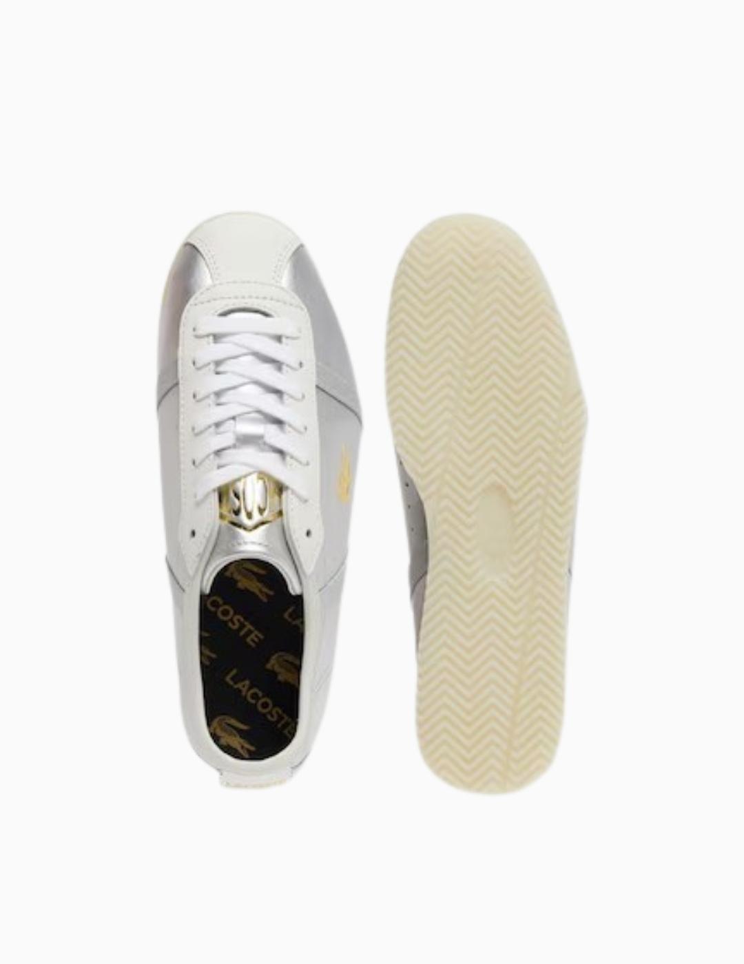 ZAPATILLAS LACOSTE CLUB-LOW PLATEADO Y BLANCO