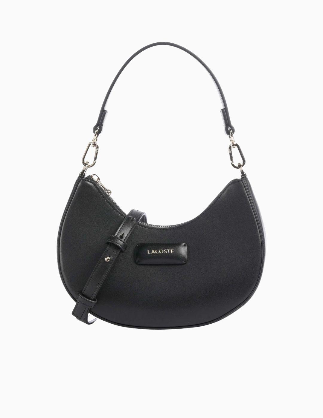BOLSO LACOSTE MEDIA LUNA DOBLE ASA  NEGRO