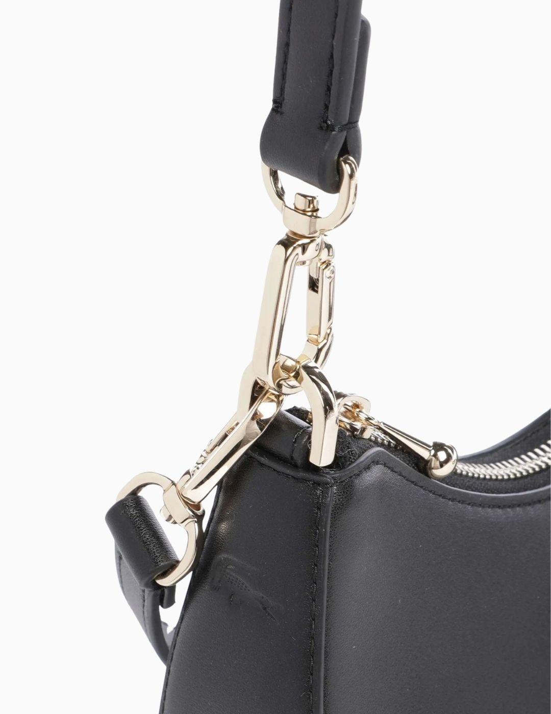 BOLSO LACOSTE MEDIA LUNA DOBLE ASA  NEGRO