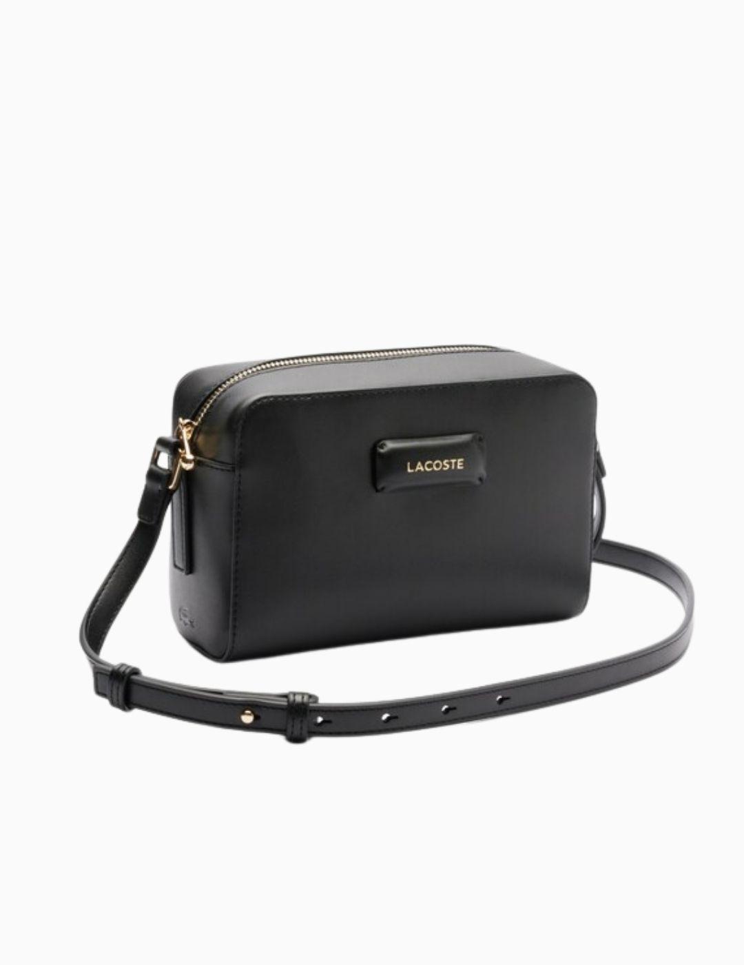 BOLSO LACOSTE CUADRADO BANDOLERA NEGRO