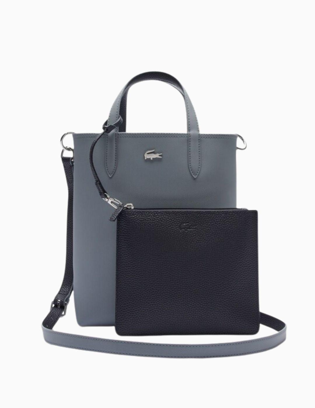 BOLSO LACOSTE TOTE VERTICAL REVERSIBLE GRIS
