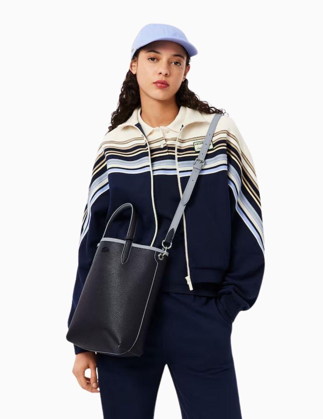 BOLSO LACOSTE TOTE VERTICAL REVERSIBLE GRIS