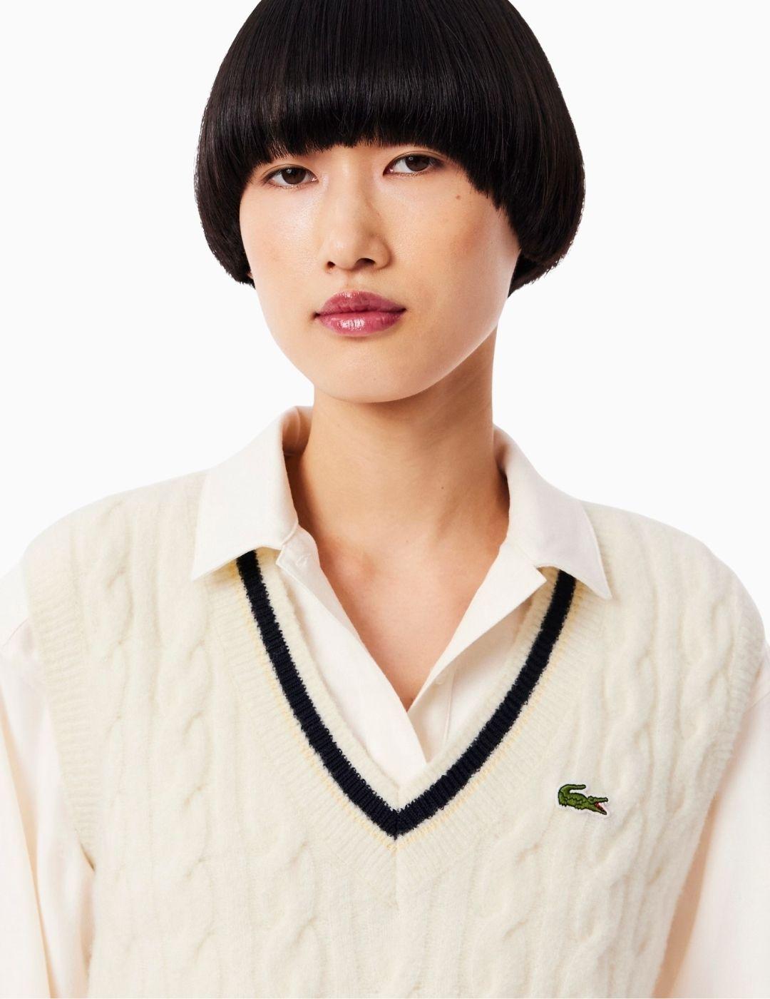 CHALECO LACOSTE PUNTO DE LANA CON OCHOS