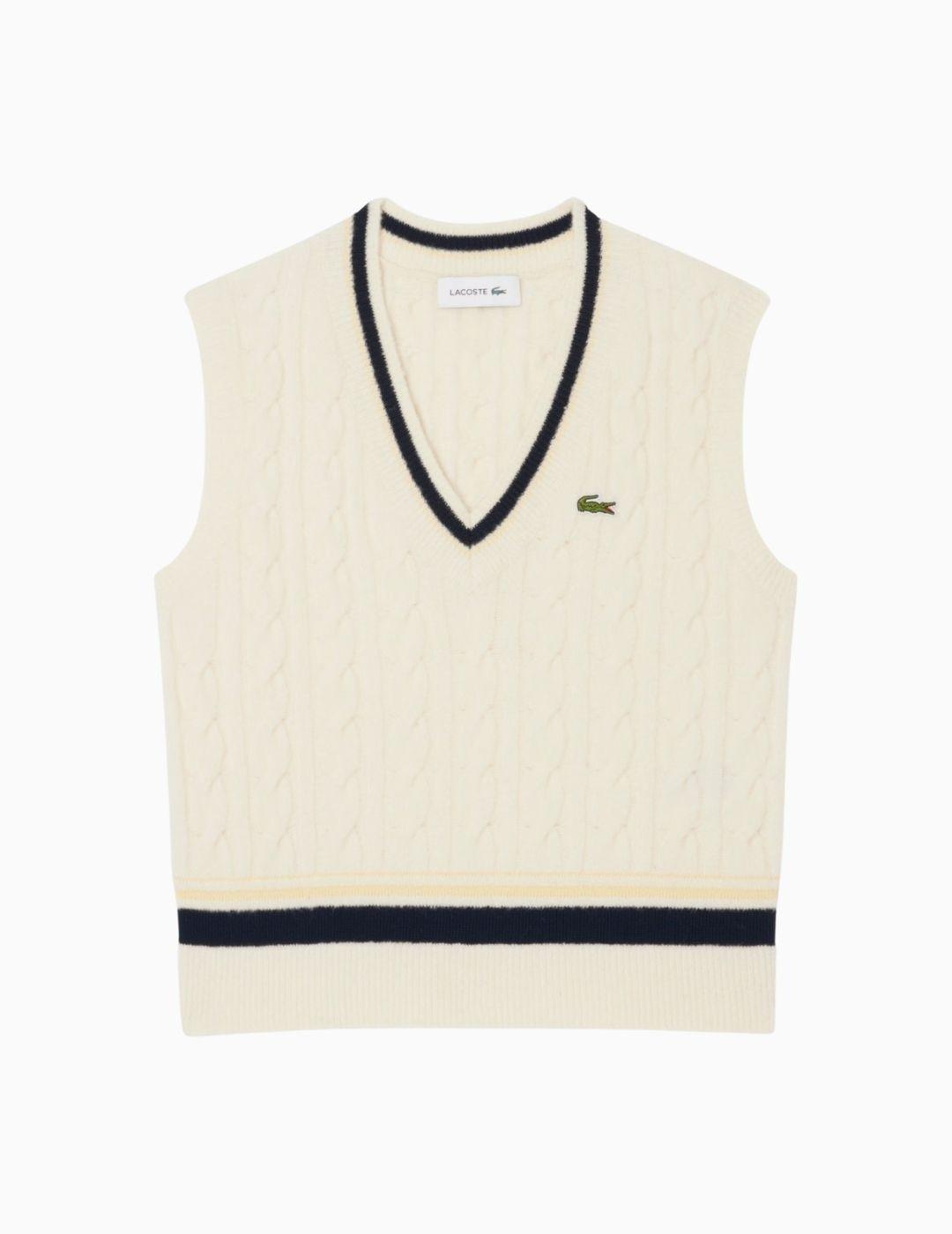 CHALECO LACOSTE PUNTO DE LANA CON OCHOS